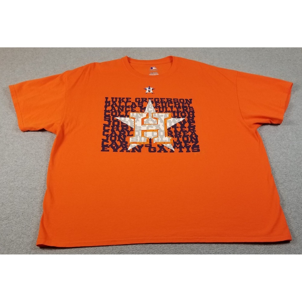 MLB Houston Astros T-Shirt Mens 2XL XXL Orange Roster Graphic Tee Short Sleeve